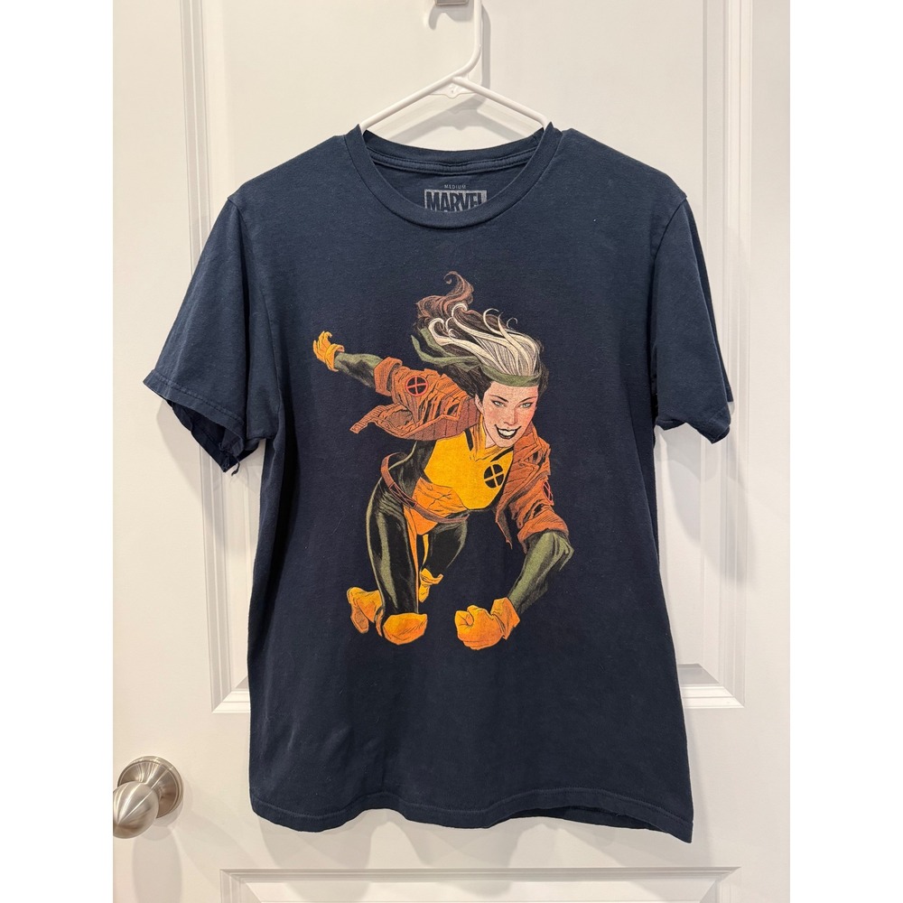 Marvel X-Men Rogue Graphic T-Shirt Navy Blue Mens Medium Comic Book Tee